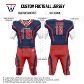 Custom Red-Blue American Football Jersey & Waves Integrated Pants
